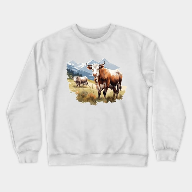 Farm Cow Art Crewneck Sweatshirt by zooleisurelife